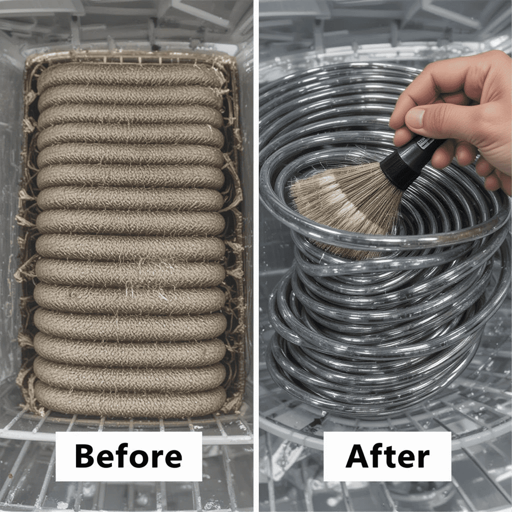 Before and after fridge coil cleaning to reduce sudden high electric bill, ZunoEnergy 2025